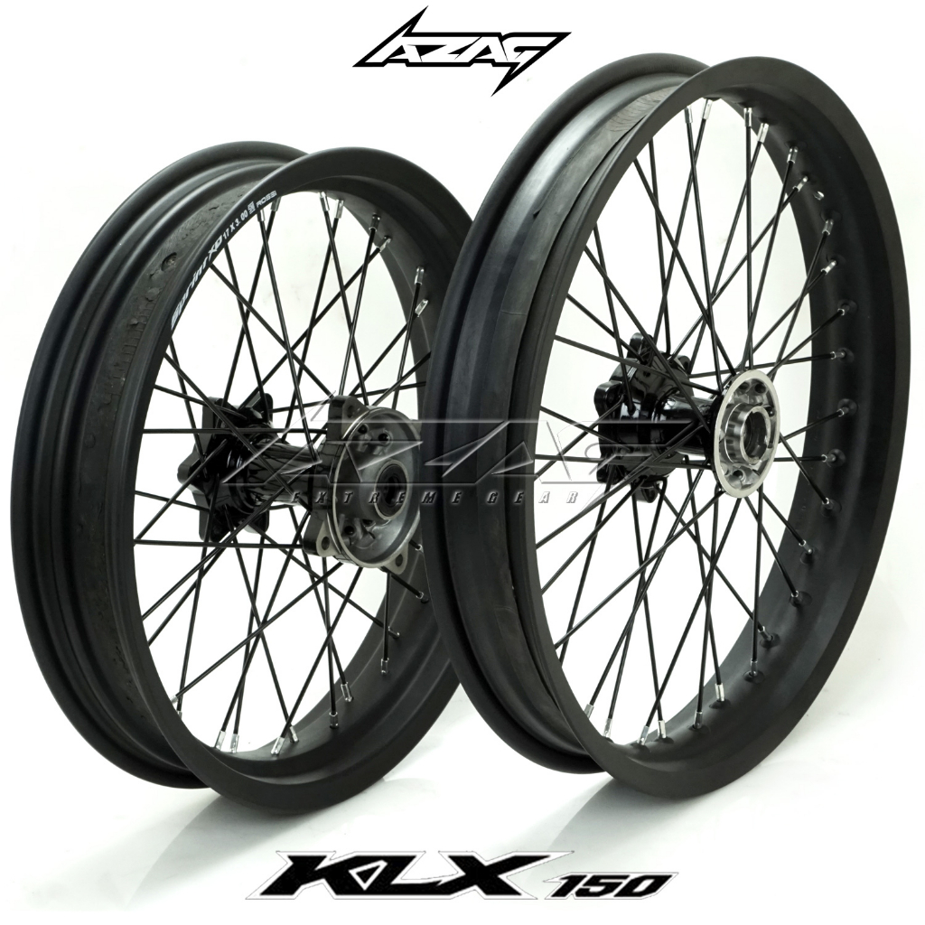 velg set klx dtracker series ring 17 19 costum black rossi wilwood