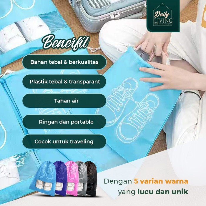 SHOES BAG WATERPROOF - Tas Serut Sepatu Sendal Anti Air Serbaguna - Daily Living