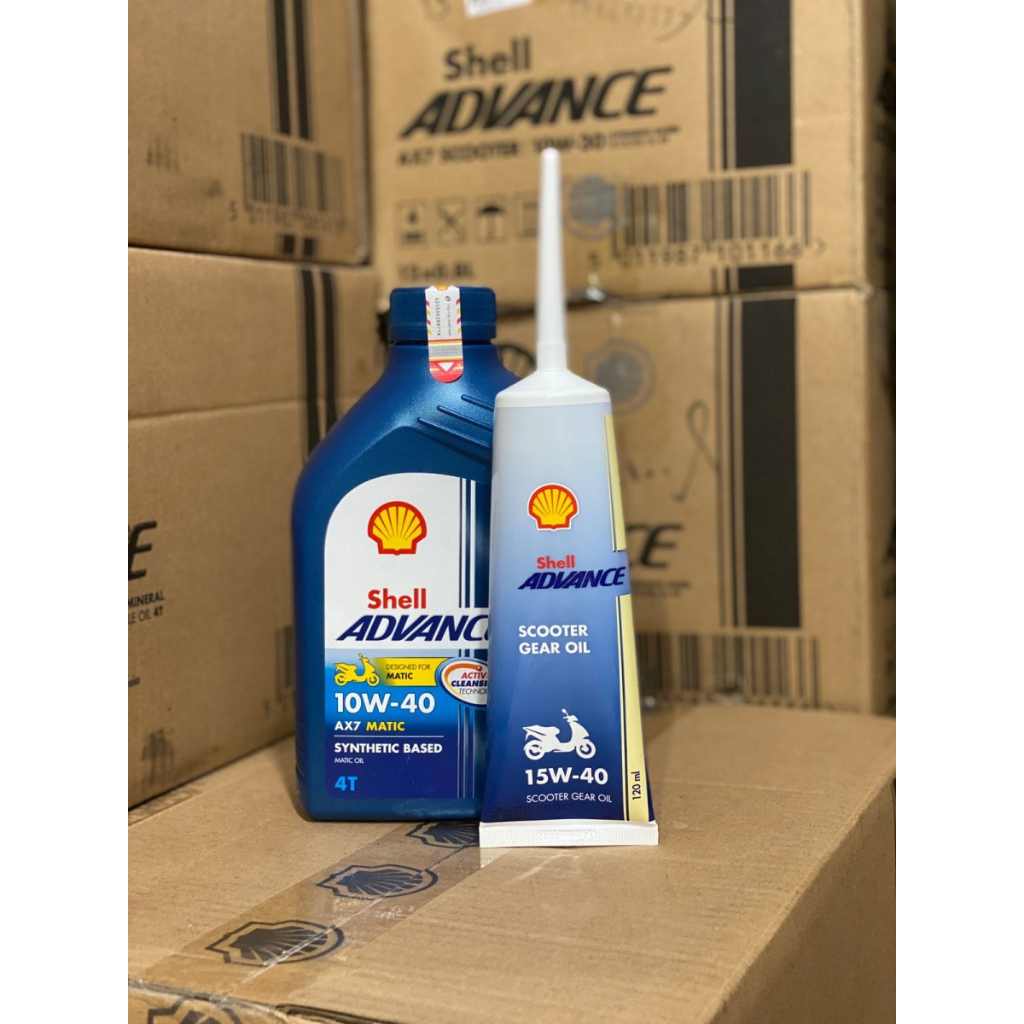 Paket Oli Shell AX7 10W 40 800ml + Oli Gardan Shell 120ml paket ganti oli motor Beat Vario Scoopy