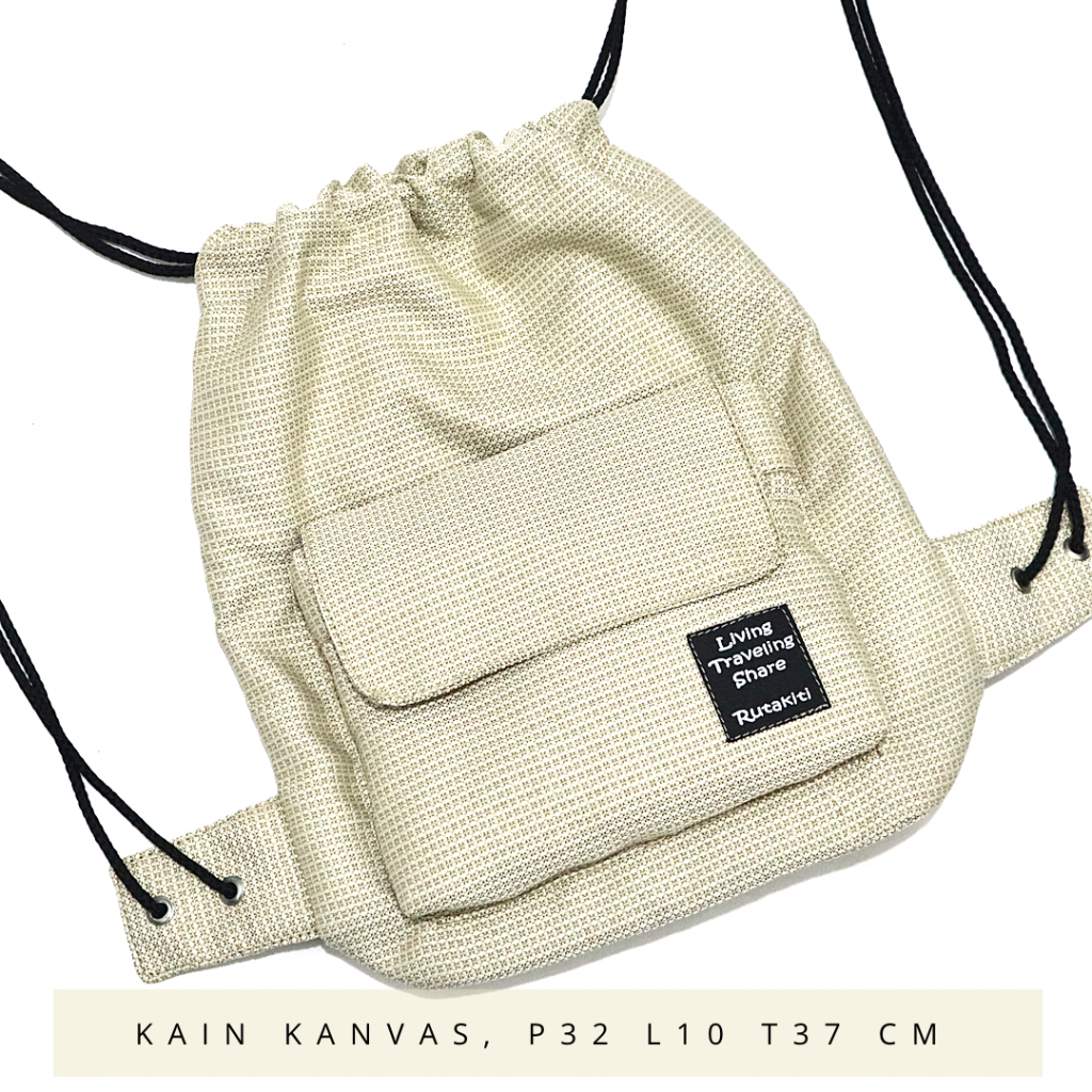 PROMO COD Tas Stringbag/Serut/Gym/Olahraga Motif BERUANG PUTIH Warna hitam kanvas murah semarang