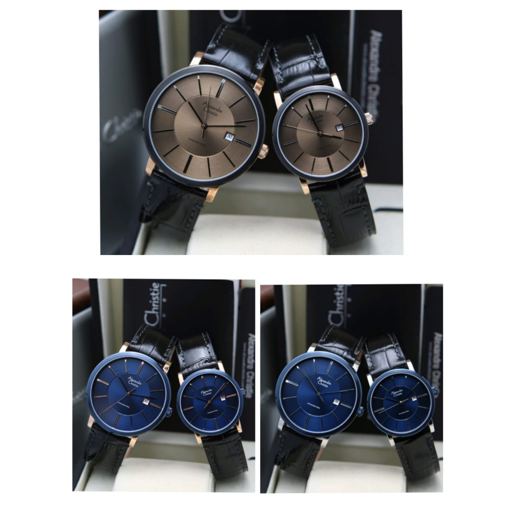 Jam Tangan Couple AC Alexandre Christie 8344 ORIGINAL - Tali Kulit