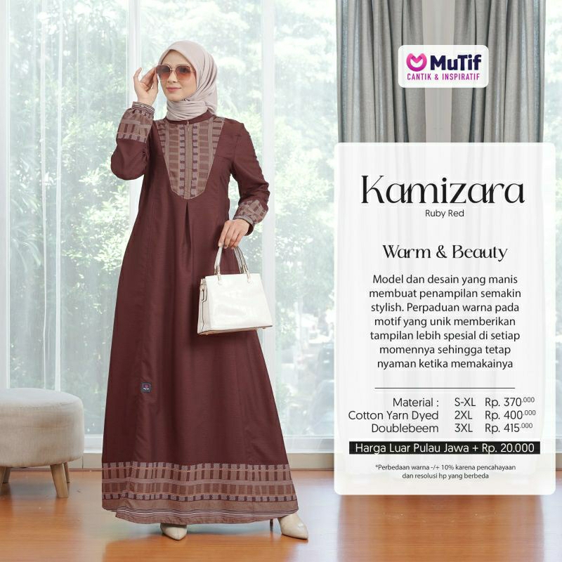 Mutif Sarimbit Kamizara Kamiza Ruby Red Baju Muslim Gamis Sarimbit Keluarga Family Series Terbaru Ori Lebaran 2023