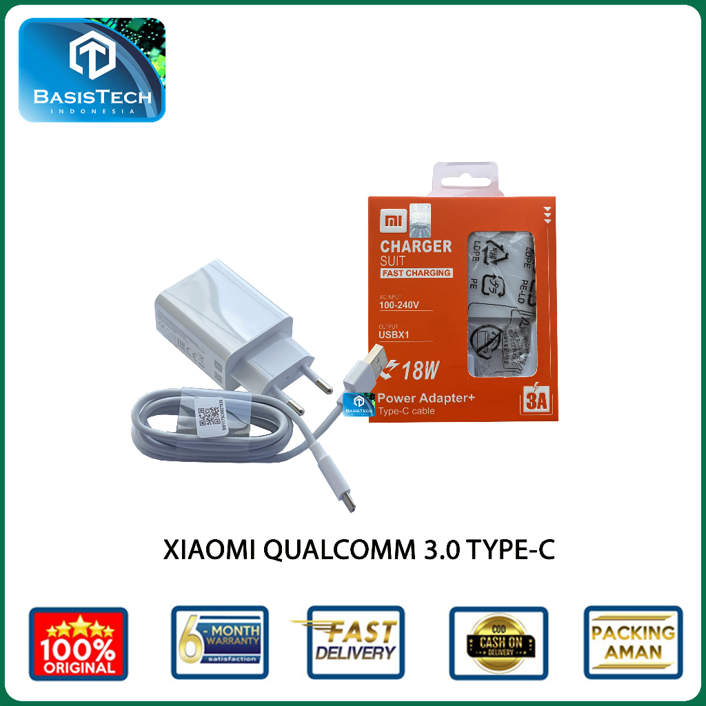 CHARGER XIAOMI 18W 3A TYPE C MDY-10 FAST CHARGING ORIGINAL QUALITY