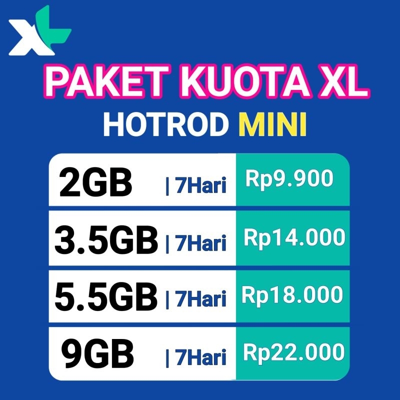 ISI ULANG KUOTA XL HOTROD SPESIAL 7HARI | COMBO MINI TERMURAH