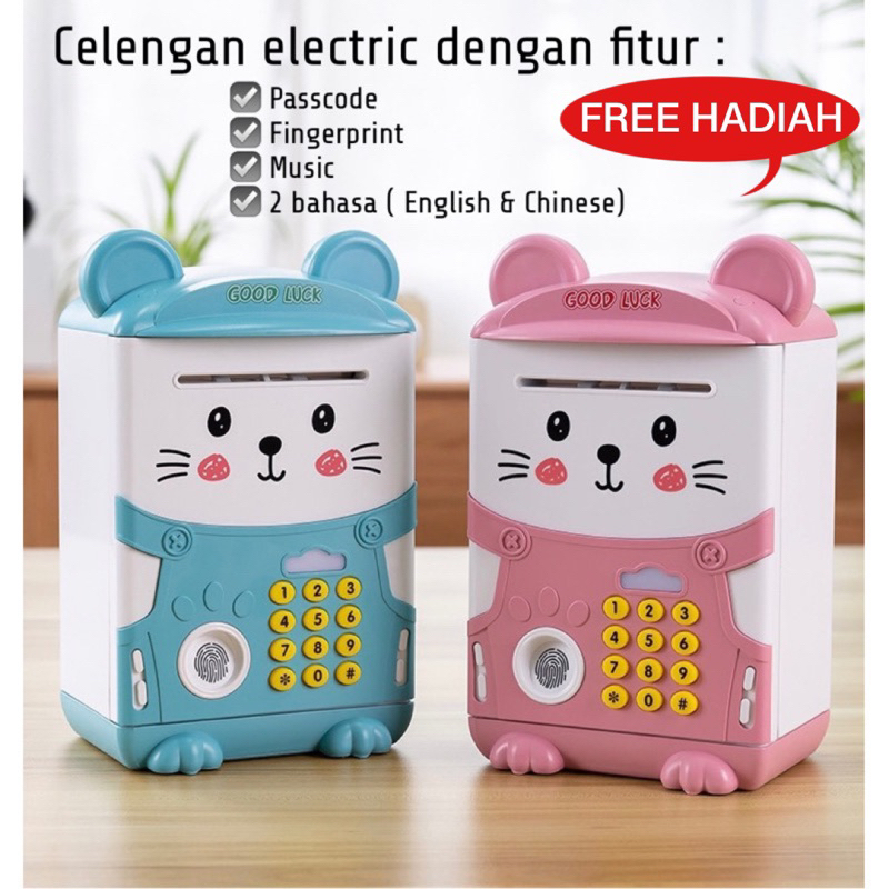 READY STOK CELENGAN ATM electric otomatis automatic simpan elektrik / tabungan tempat nabung hadiah ulangtahun anak perempuan laki laki tk paud sd mainan edukasi anak