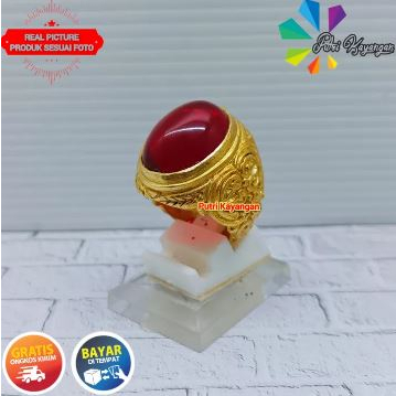 Cincin Batu Akik Merah Siam Delima Merah Ring Titanium Super Eksklusif