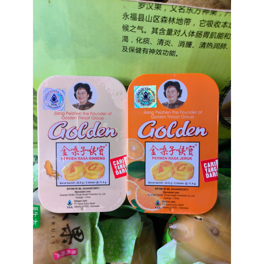 

KALENG - Golden Throat Permen Pelega Tenggorokan Rasa Ginseng dan Jeruk