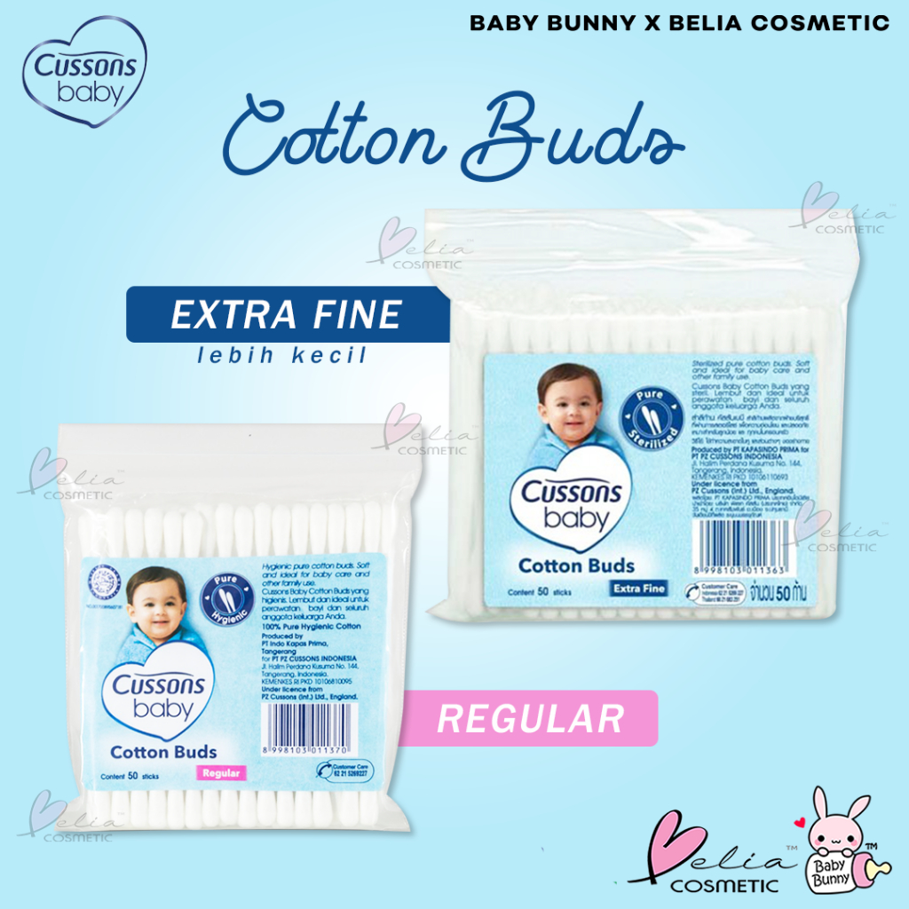 ❤ BELIA ❤ Cussons Baby Cotton Bud Buds Reguler | Extra Fine | 50g | 100g | BABY BUNNY