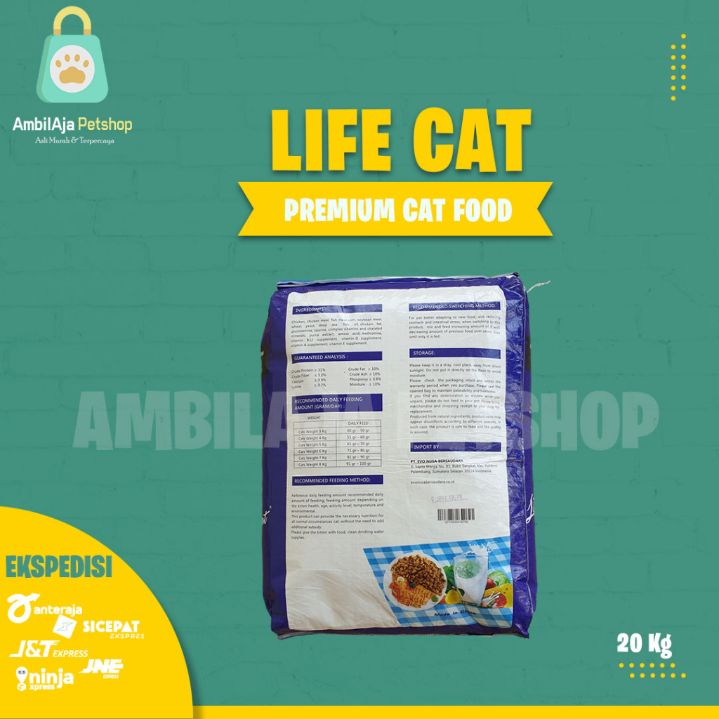 Makanan Kucing kering LIFE CAT DRY 20kg ( EKSPEDISI )