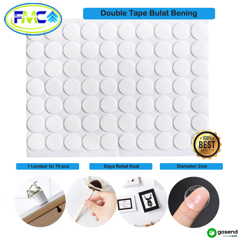 Double Tape Bulat Bening Transparan Magic Tape Dua Sisi Super Kuat Serbaguna Lem Titik Glue Balon Baloon Dekorasi Rumah