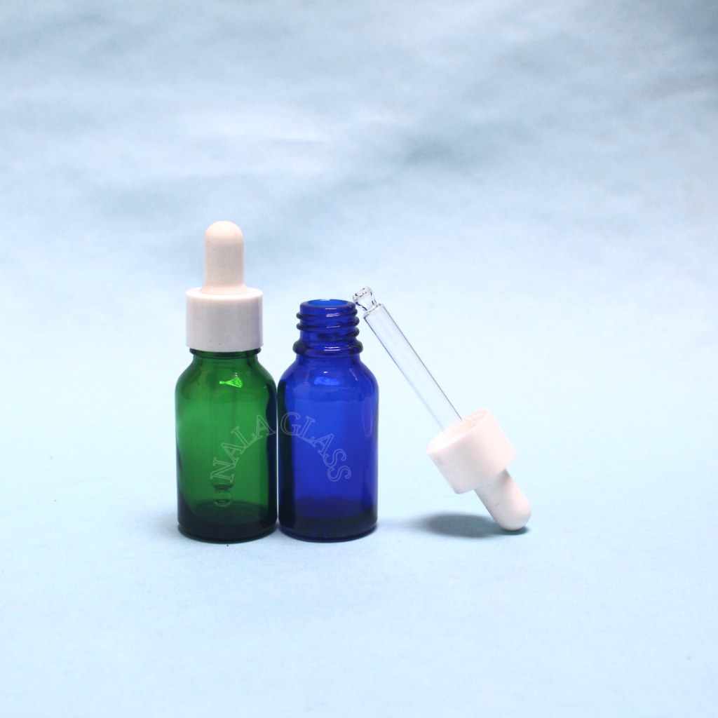 BOTOL PIPET 15ML HIJAU&amp;BIRU /BOTOL SERUM 15ML RING PUTIH SMOOTH