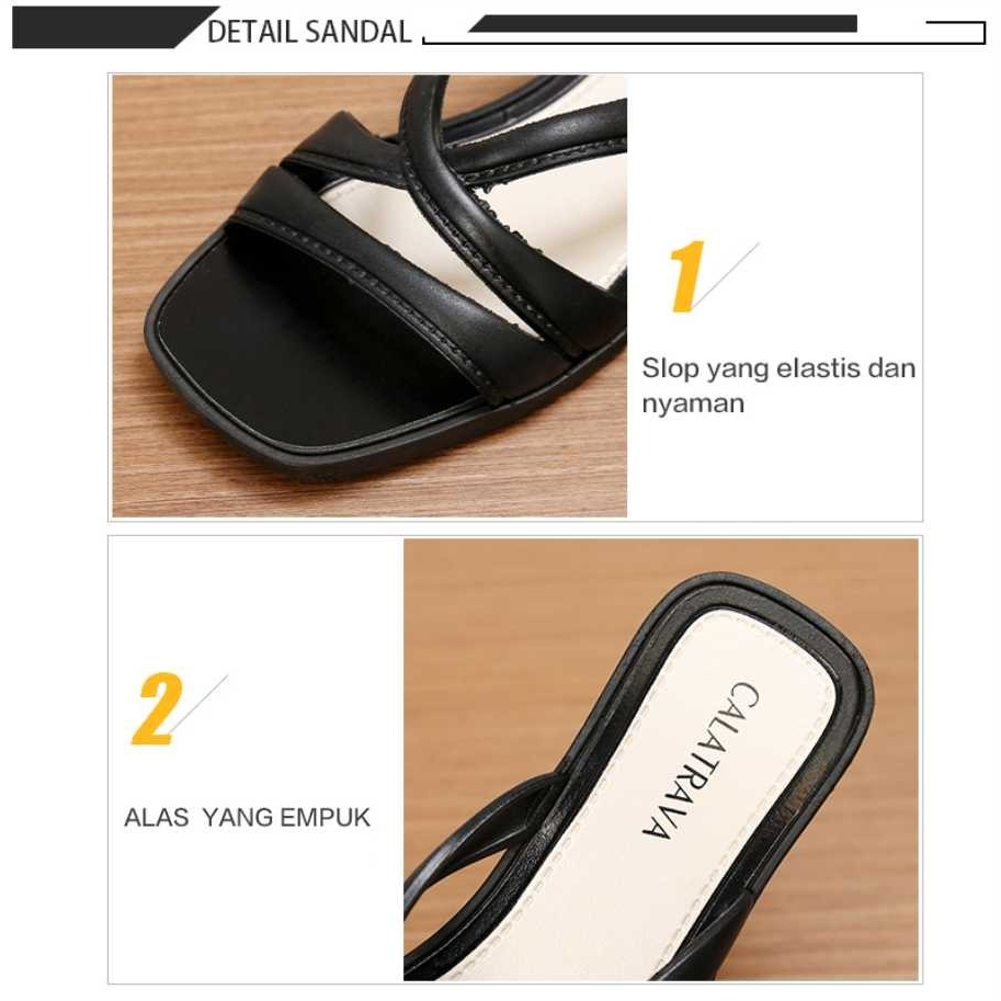713-6 Sandal Slop Wanita Wedges Calatrava Selop Cewek Import