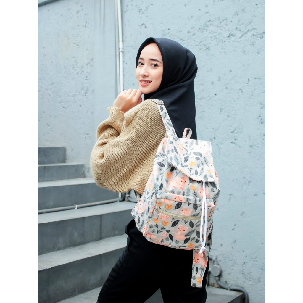 TAS RANSEL SERUT KUCING DAUN // taskanvasbdg - tas kanvas ransel sekolah wanita - tas gendong cewek lucu kekinian