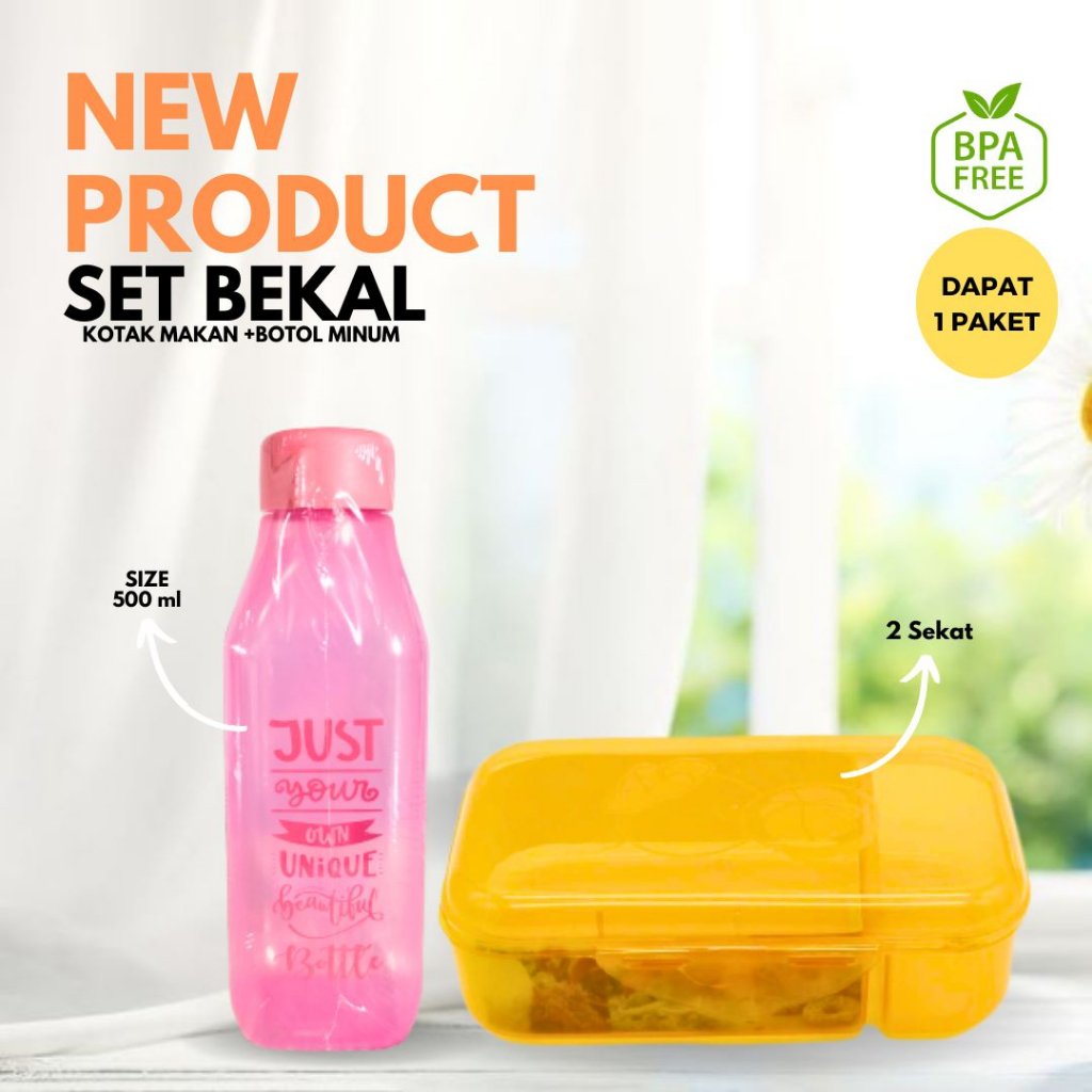 (DL) Paket Set Bekal Lemoni Manggis Dan Minum Latte 500Ml / Satu Set Kotak Makan Lemoi Manggis