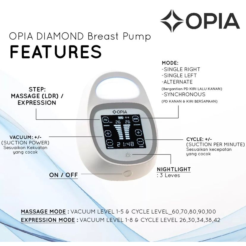 OPIA DIAMOND BREAST PUMP - POMPA ASI / POMPA ASI ELEKTRIK DUAL MOTOR / DOUBLE PUMP / POMPA ASI ELEKTRIK / POMPA ASI DUAL PUMP / ALAT PUMPING / PUMPING ELEKTRIK