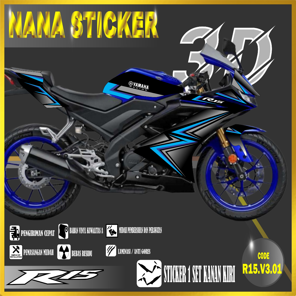 Striping R15 V3 - Stiker R15 V3 List Variasi Motor STICKER R15 V3 CODE 01