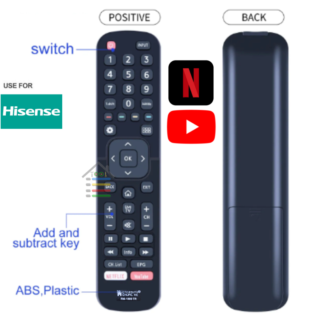 REMOTE TV POLYTRON HISENSE SMART TV YOUTUBE NETFLIX MULTI 1889TR