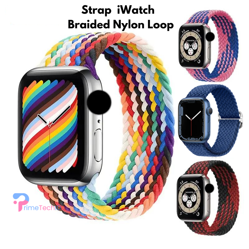 Strap Untuk Apple Watch IWO HW 49 45 41 44 42 40 38 Tali Jam Tangan Braided Nylon Elastic Solo Loop iWatch Series SE 9 ULTRA 8 7 6 5 4 3 2 1