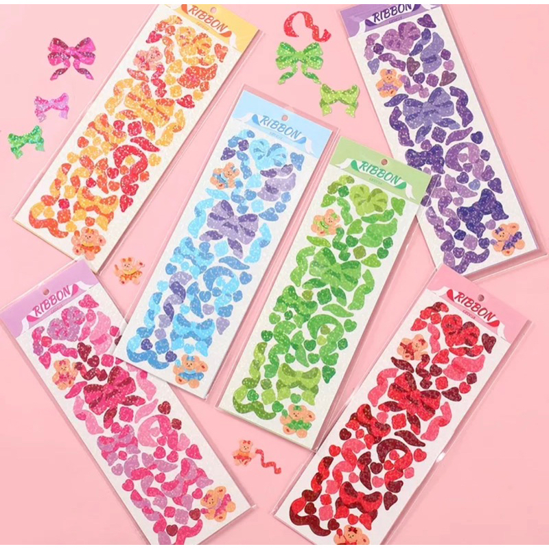 

STICKER GILTTER WARNA WARNI PITA BERUANG / STICKER GLITER DEKORASI