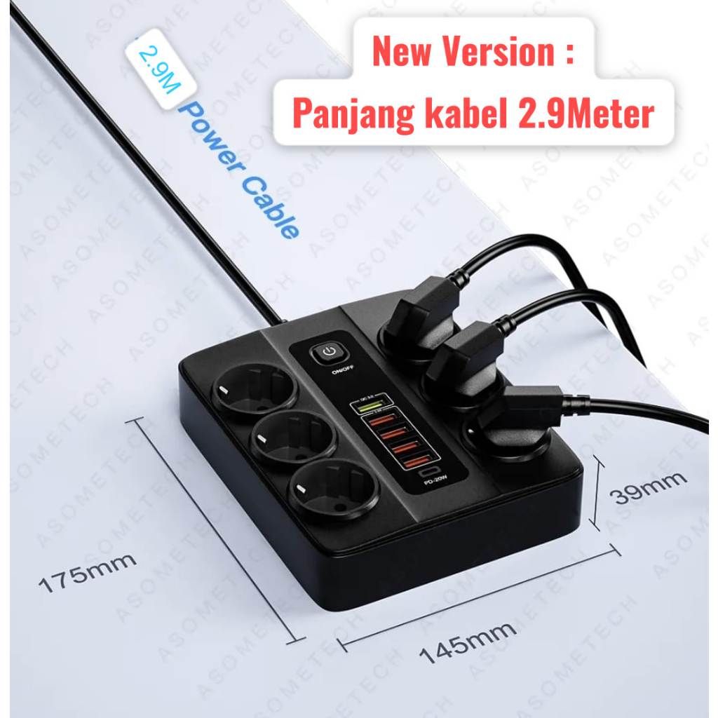 Stop Kontak 6 Power Socket 5 USB 1 pd 3000w BKL11EU QC.30 Fast