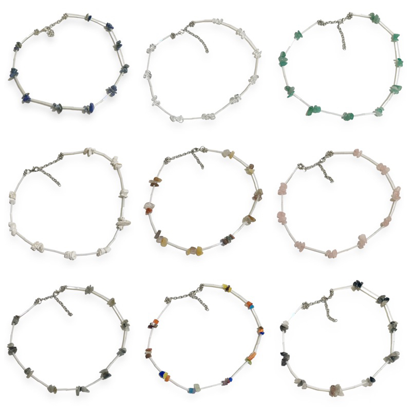 Kyra Crystal Quartz Necklace Kalung Kristal Batu Alam Gem Stone Korea Choker Korean