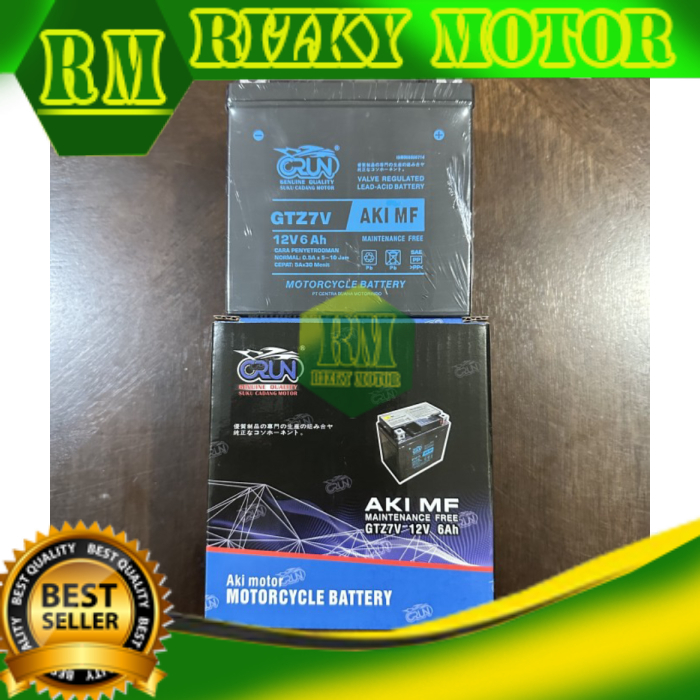 CRUN GTZ7V AKI MF 12V 6AH AKI MOTOR KERING AEROX LEXI LEXY NMAX N-MAX Terbatas RM1124