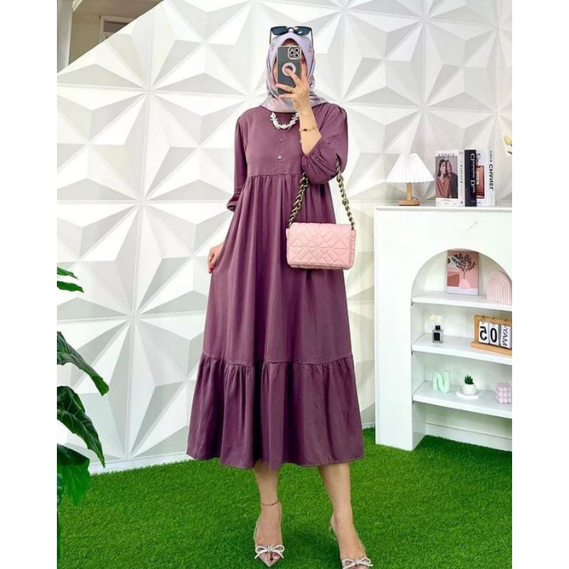 DRESS JUMBO NAYA MIDI DRESS BAHAN POLO LINEN MIDI DRESS WANITA MUSLIM/DRESS WANITA JUMBO/DRESS KEKINIAN/MIDI DRESS TERBARU/TERLARIS/MIDI DRESS MUSLIM/MIDI DRESS KOREAN