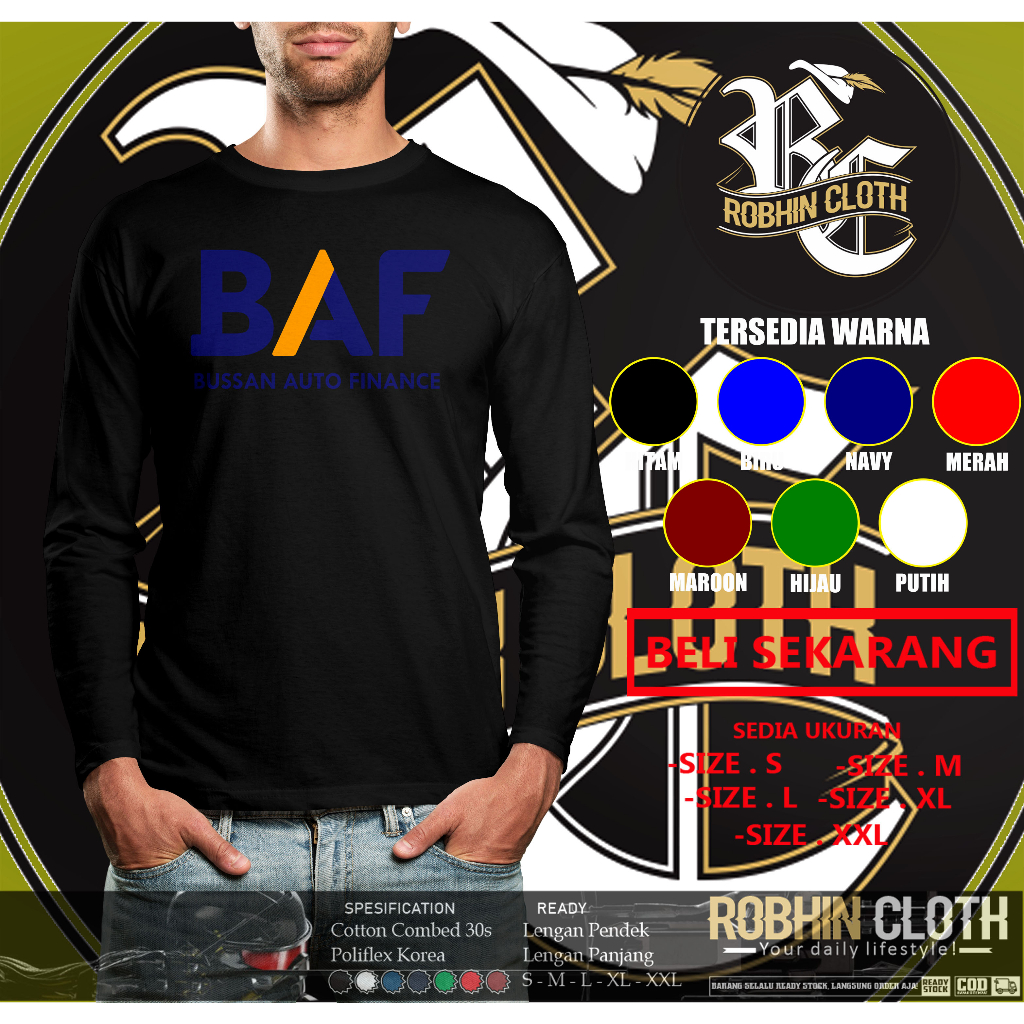 Kaos BAF Bussan Auto Finance Logo Lengan Panjang Baju Perusahaan