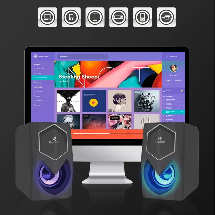 Gaming Speaker Laptop/Komputer L-1020 Kisonli LED Switch Volume Control - XOBOX