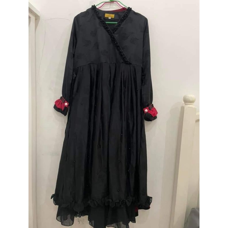 preloved gamis Aisyah Amatullah hitam maroon S By Zahidah