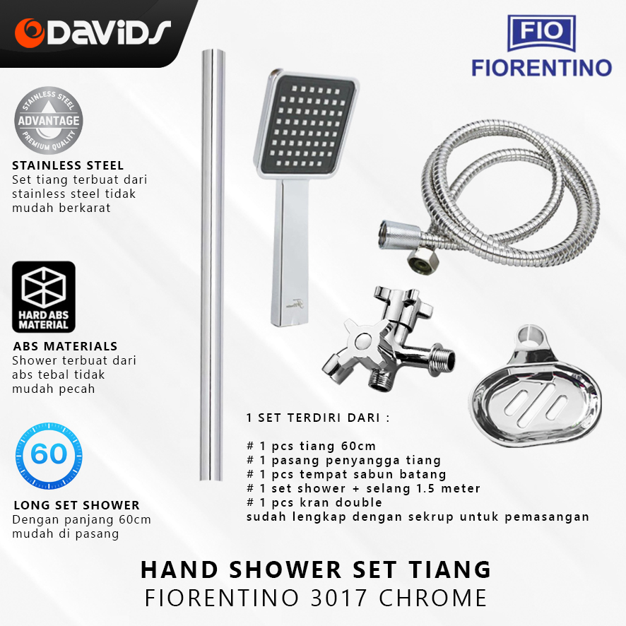 Shower Tiang Set Wall Sower Dinding Kamar Mandi Fiorentino Chrome