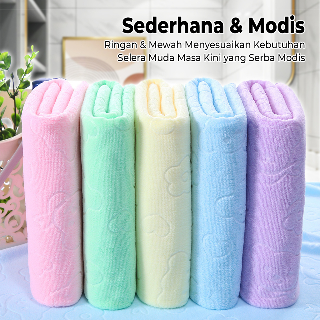 Handuk Mandi Jumbo Anak Lembut Halus Nylon Bath Towel Ukuran 70x140cm Motif Embos Bear Premium Perlengkapan Mandi Rumah Tangga Import Terbaru - H16 - Luckystar