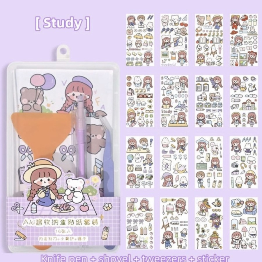 Scrap Book Stiker Tool Set 19pcs, Set Alat Stiker Tangan