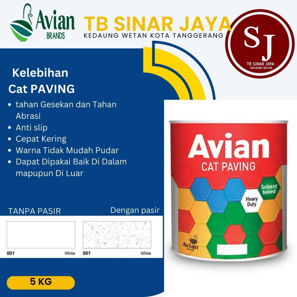 Cat Paving Avian 5KG Cat Minyak 2 Komponen Beton Plesteran Semen - 001 White