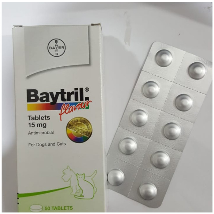 Baytril Flavour Tablet 15 mg - Antibiotik Anjing Kucing
