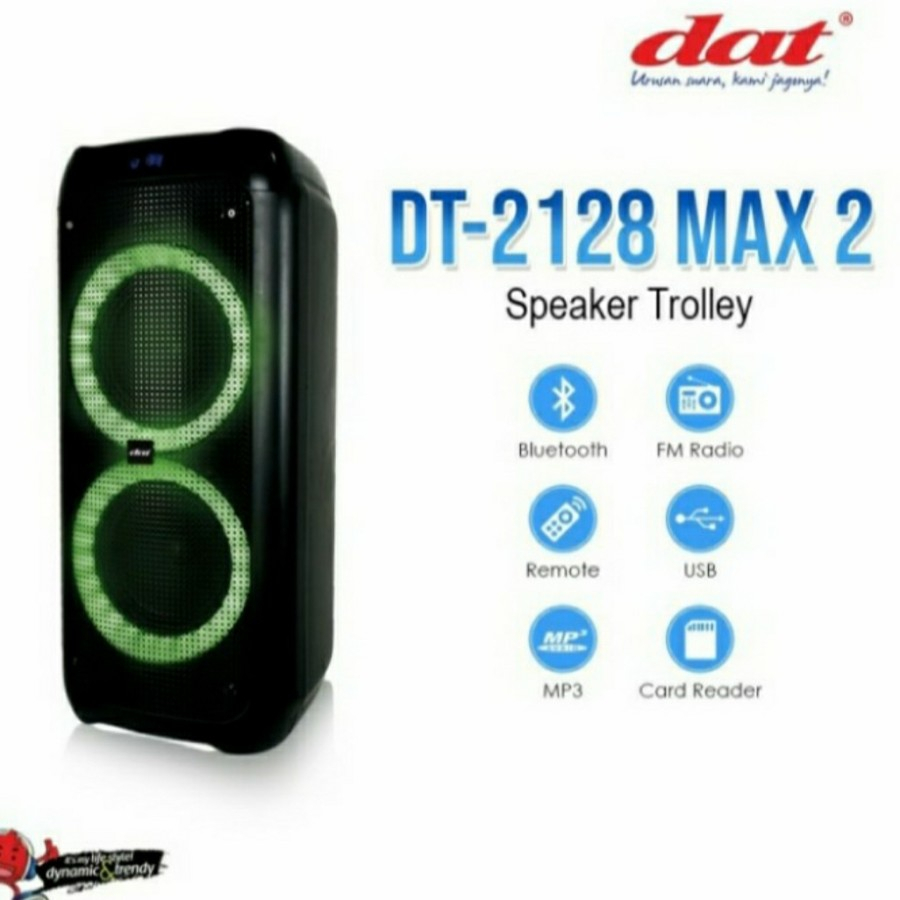 Speaker 8 inch aktif Portable DAT DT 2128 MAX 2 bluetooth usb wireless