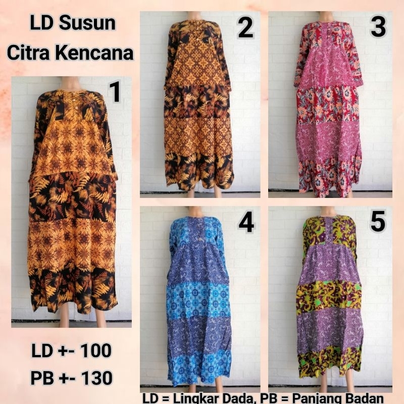 Daster Longdress Susun Lengan Citra Kencana LD +- 100 Rijek Sablon Adem (Harap Dibaca Sebelum Membeli)