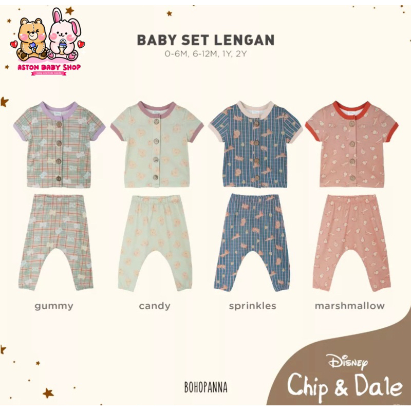 Bohopanna Baby Set Lengan Setelan Baju Pendek Celana Panjang Set Baju Bayi &amp; Anak Boho baby