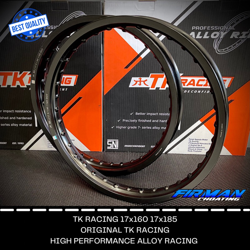 RING VELK RIM VELG TK RACING BRIGHT HITAM 17x160 17x185 36 Hole (Sepasang)