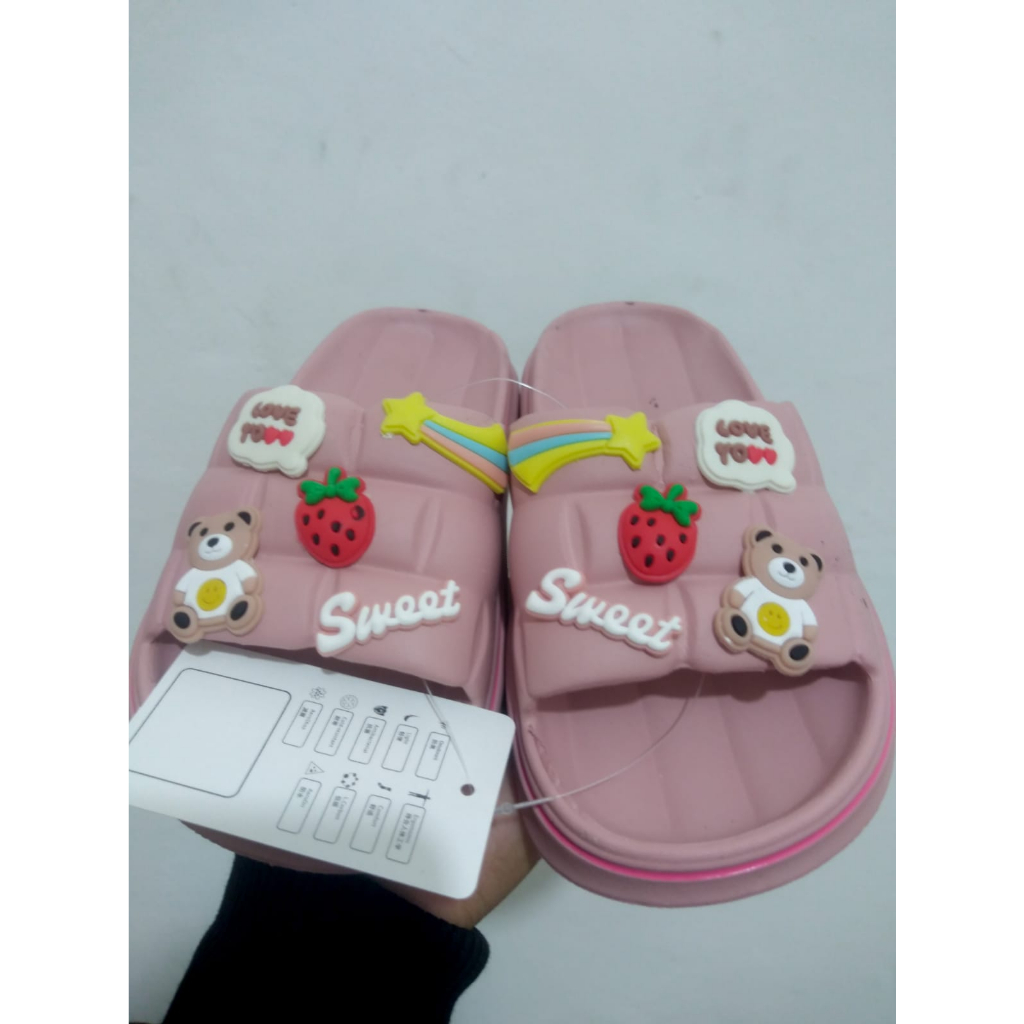 SANDAL SELOP SLOP WANITA ANAK TANGGUNG MODEL GELEMBUNG BUBBLE MAINAN / SIZE 30-35