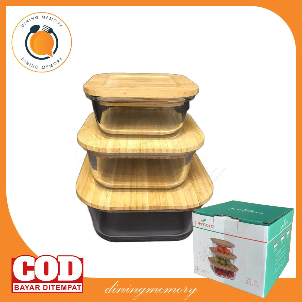 Fremoro Square Food Container Kotak Makan Lunch Box per Set
