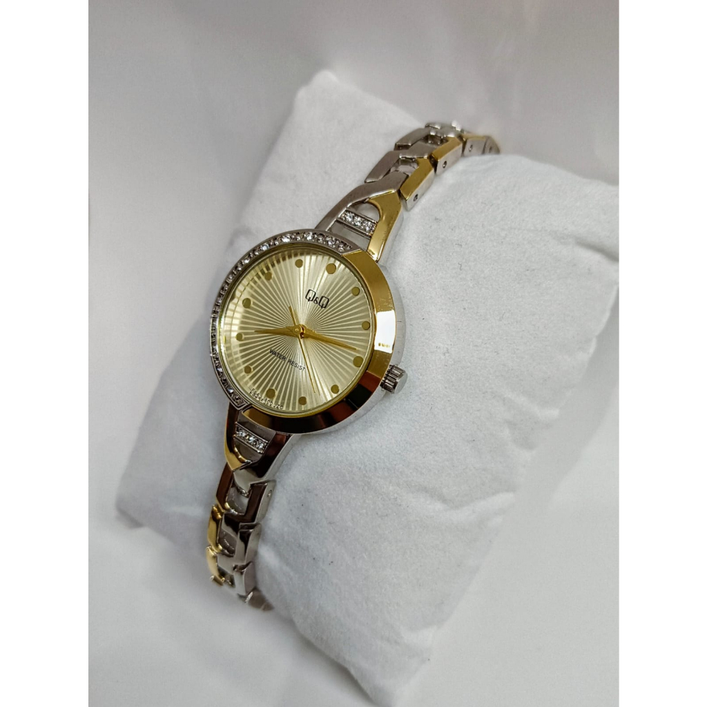 Sale 7.7 Jam Tangan Wanita Casual Stainless Steel Rantai Analog Original Q&amp;Q QnQ QQ F643 Series