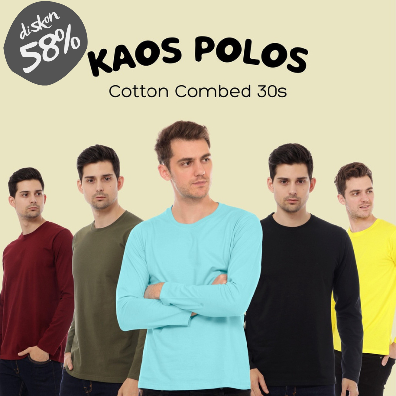 [PROMO] KAOS POLOS PRIA LENGAN PANJANG S - XL (PREMIUM SOFT COTTON COMBED 30s)