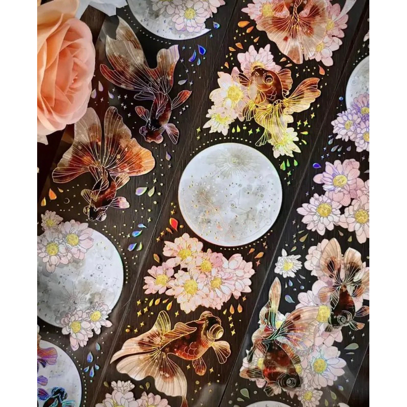 

Sample Moon & Gold Fish Floral PET Tape Wines & Tournesol perloop