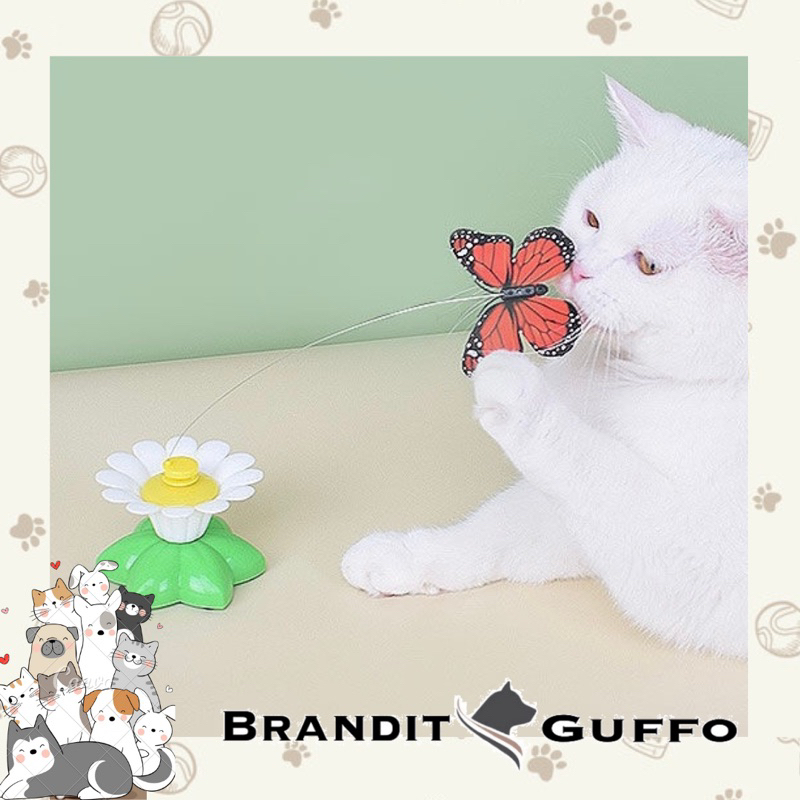 Butterfly rotating mainan kucing kupu kupu terbang bunga mutar cat toy