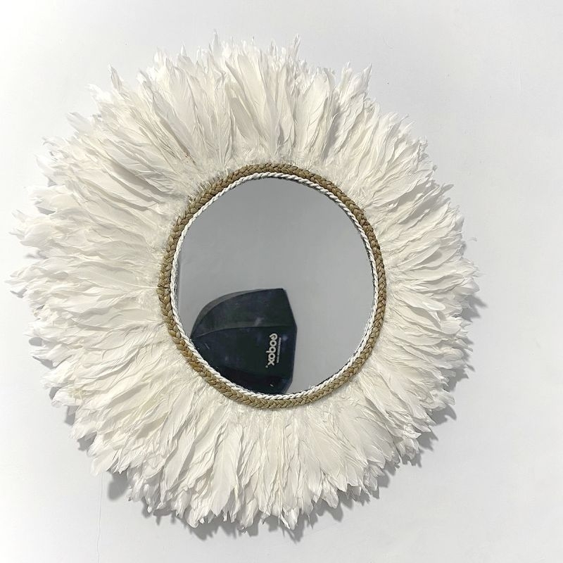 Juju miror /Juju hat kaca cermin bulu / hiasan dinding Home Decor cermin bulu /cermin woodslice