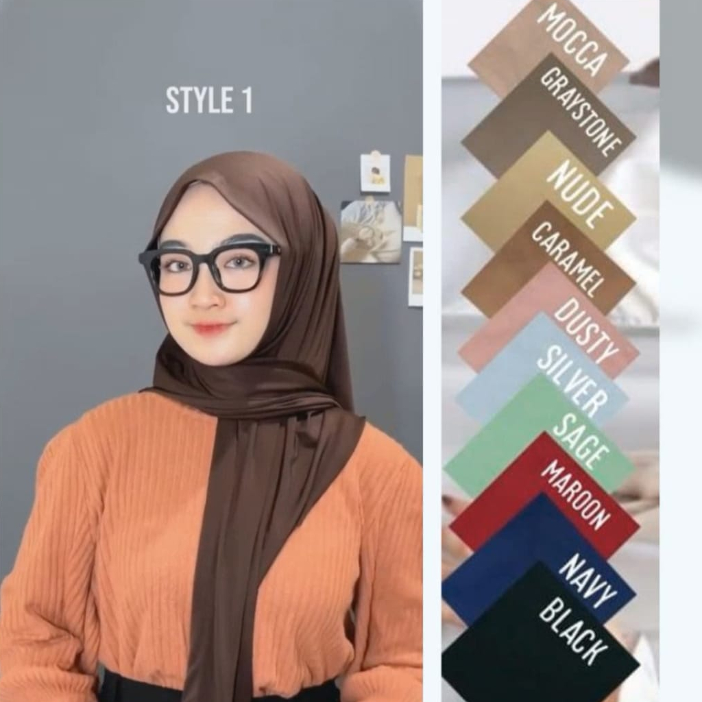 Hijab Kerudung Segitiga Instan Non-Pad - Jilbab Segitiga Instan Jersey Premium