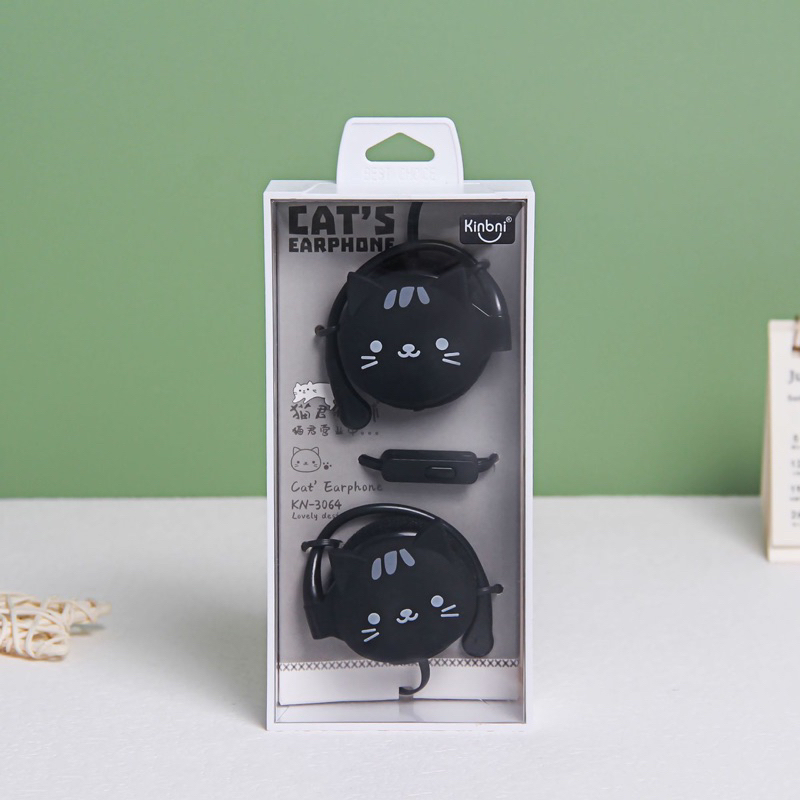 [KN-3064] Headset Earphone Karakter Motif Animal KUCING / Earphone CAT HEAD / Cute Cat Earphone