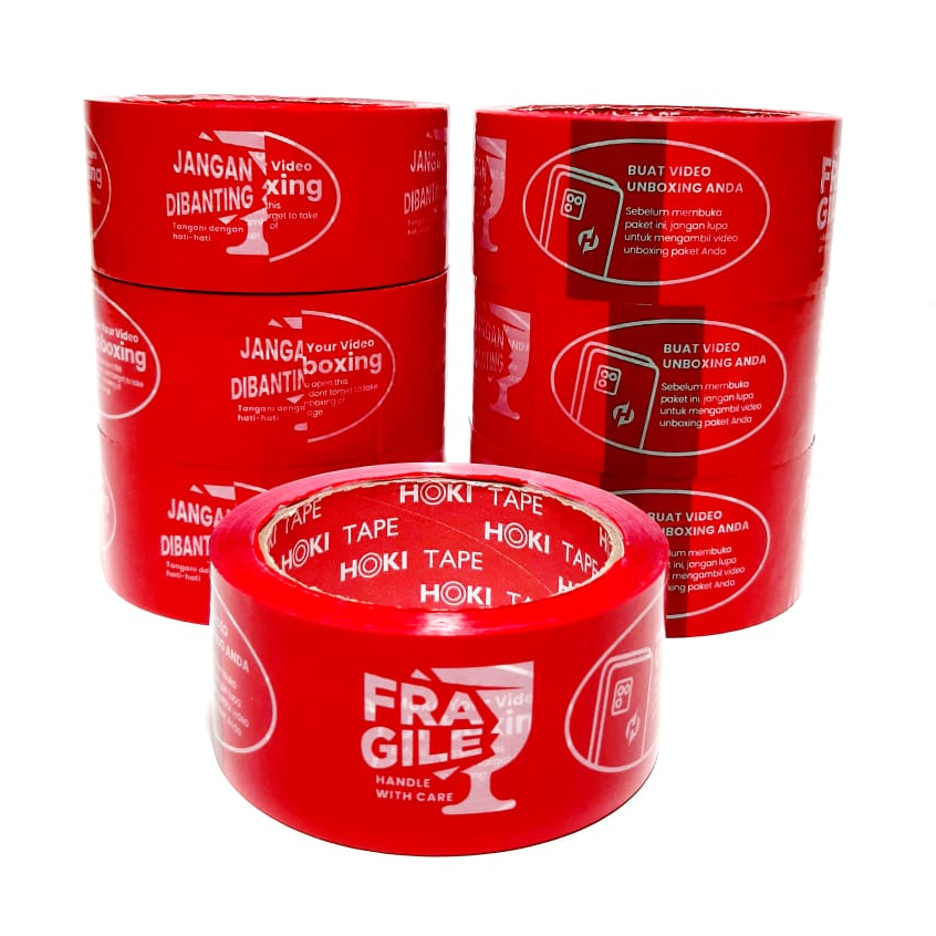 

HARGA GROSIR (1KARTON/72PCS) LAKBAN FRAGILE UNBOXING HOKI 2X45X80Y