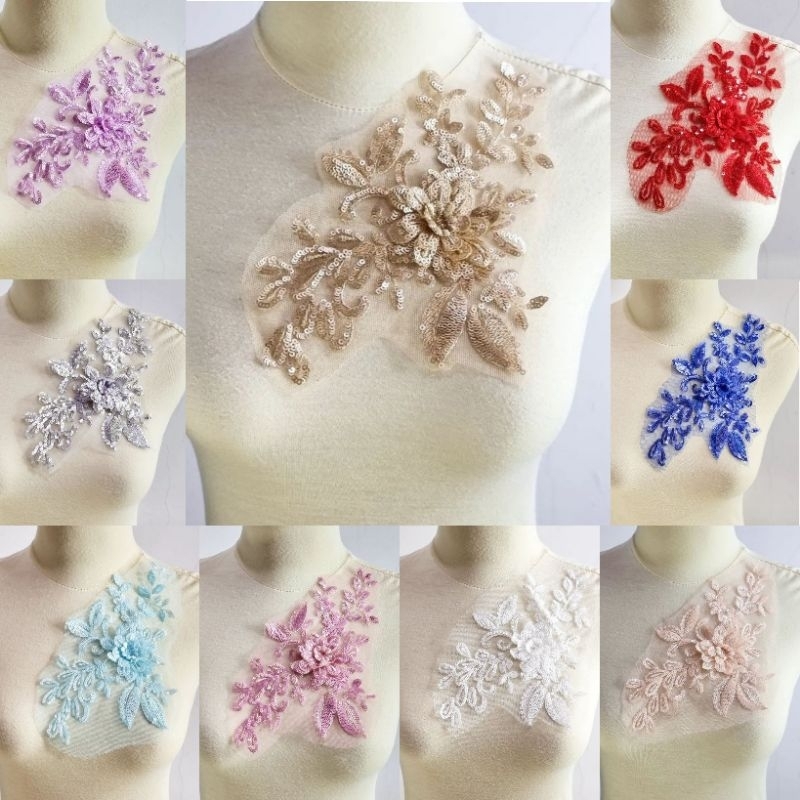lace bordir bunga full payet import